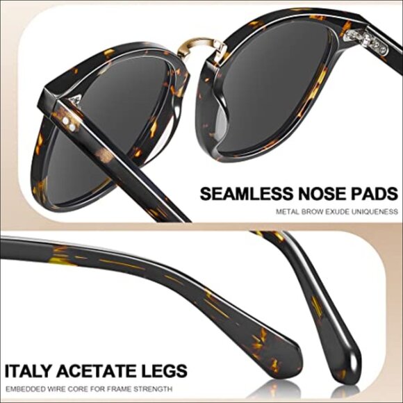 Acetate Polarized Sunglasses UV Protection Retro Square Frame main image 7